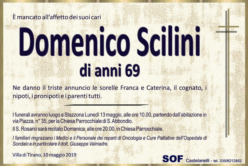 necrologio Scilini Domenico