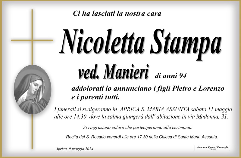 Necrologio Stampa Nicoletta