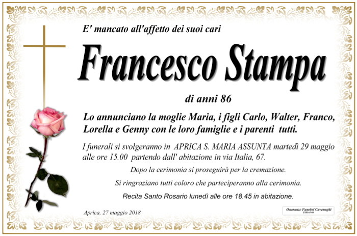 Necrologio Stampa Francesco