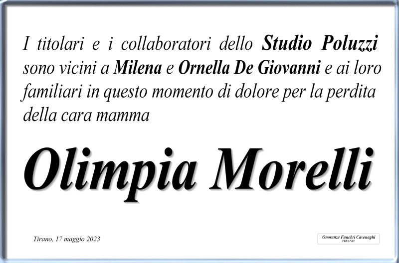 Studio Poluzzi per Morelli Olimpia