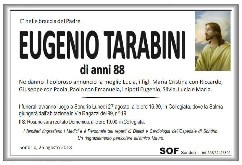 necrologio Tarabini Eugenio