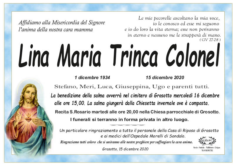 necrologio Trinca Colonel Lina Maria