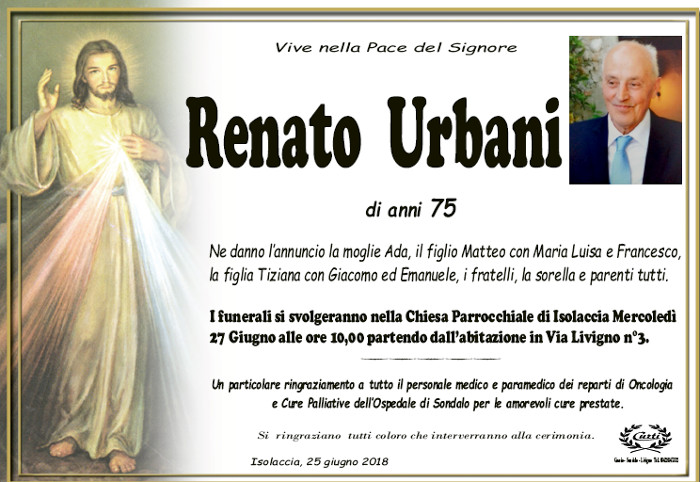 Necrologio Urbani Renato