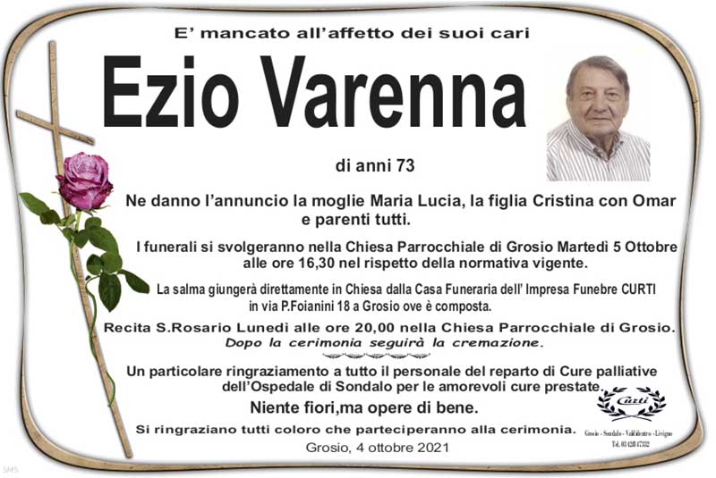 necrologio Varenna Ezio