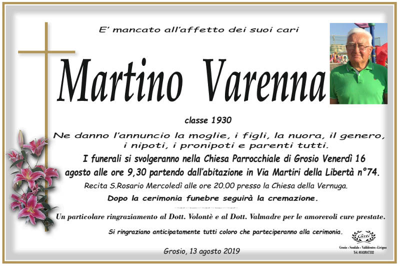 necrologio Varenna Martino