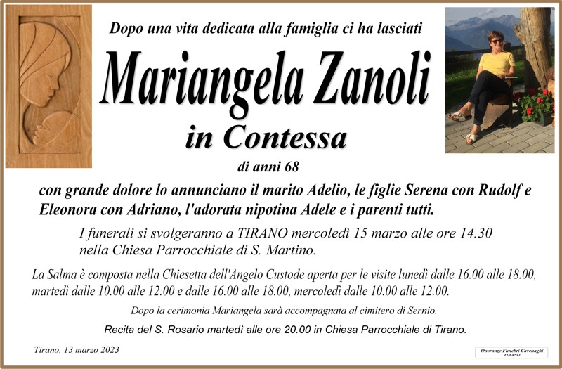 Necrologio Zanoli Mariangela