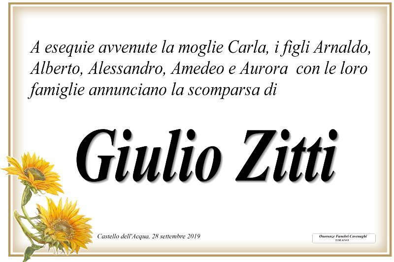 necrologio Zitti Giulio