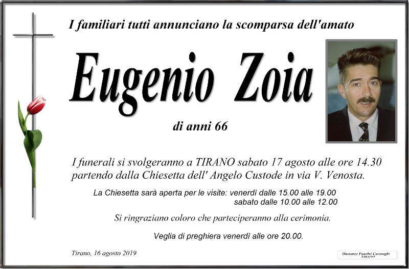 necrologio Zoia Eugenio